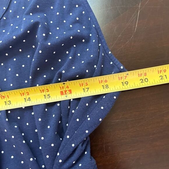 Land’s End Women’s Faux Wrap Blue Polka Dot Sleeveless Maxi Dress Size XL - Picture 11 of 13